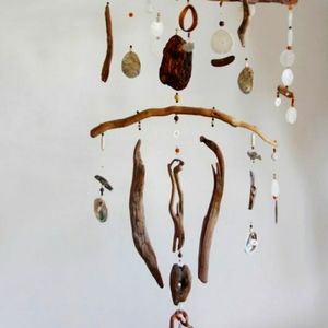 Drift Wood,  Sea Glass and wooden beads moblie